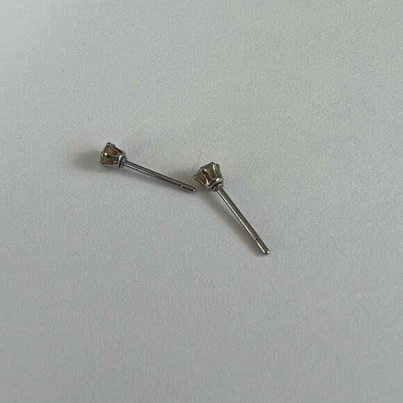 Modern Glass Crystal Studs | Minimalist Silver Setting | Clear Stone Posts - Picture 3 of 5